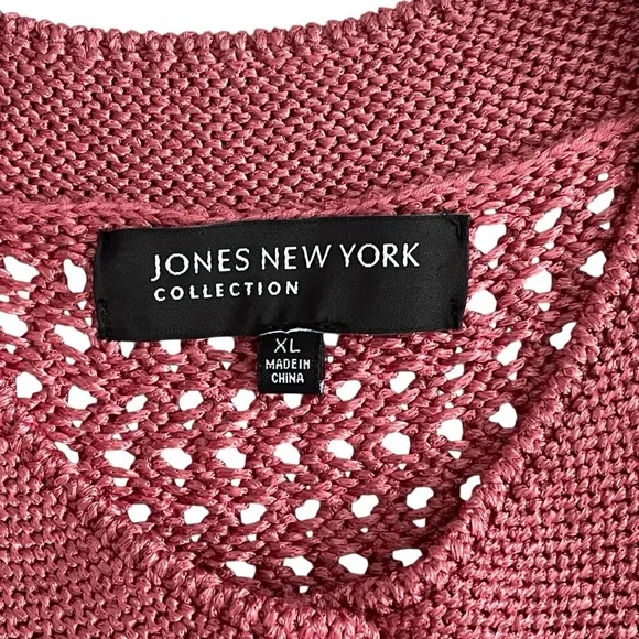 Jones New York Rose Open-Front Crochet Cardigan Short sleeved Sz: XL - Picture 6 of 10